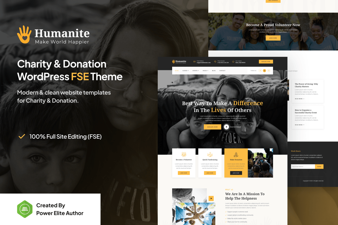 Humanite – Tema WordPress untuk Amal dan Donasi yang Menarik