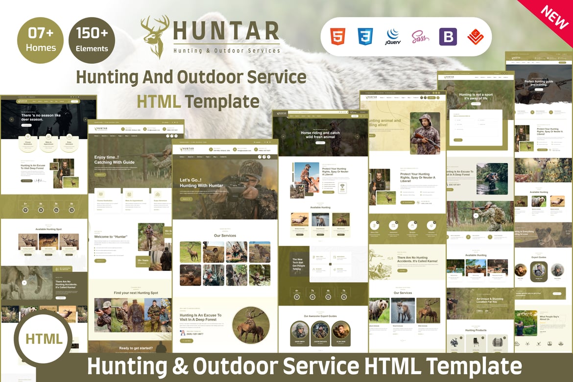 Huntar - Template Website untuk Layanan Perburuan & Outdoor yang Menarik