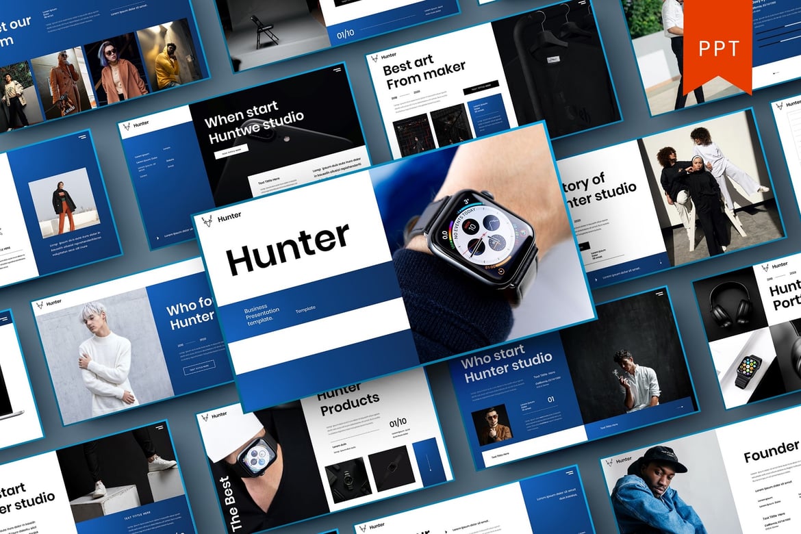 Hunter – Template PowerPoint Bisnis yang Menarik