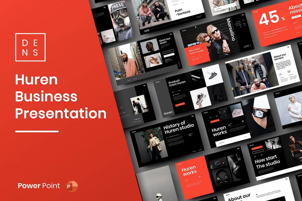 Template Presentasi PowerPoint Huren - Solusi Kreatif untuk Bisnis Anda