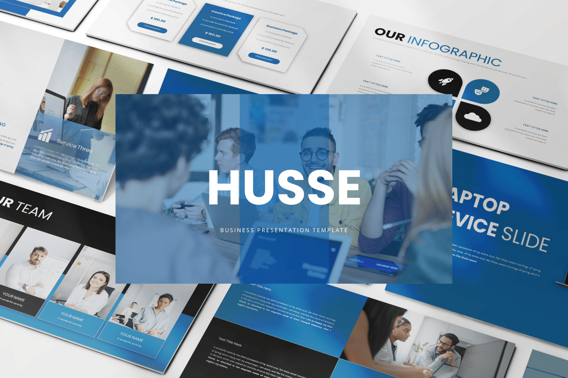 Template Presentasi PowerPoint Husse untuk Bisnis yang Menarik