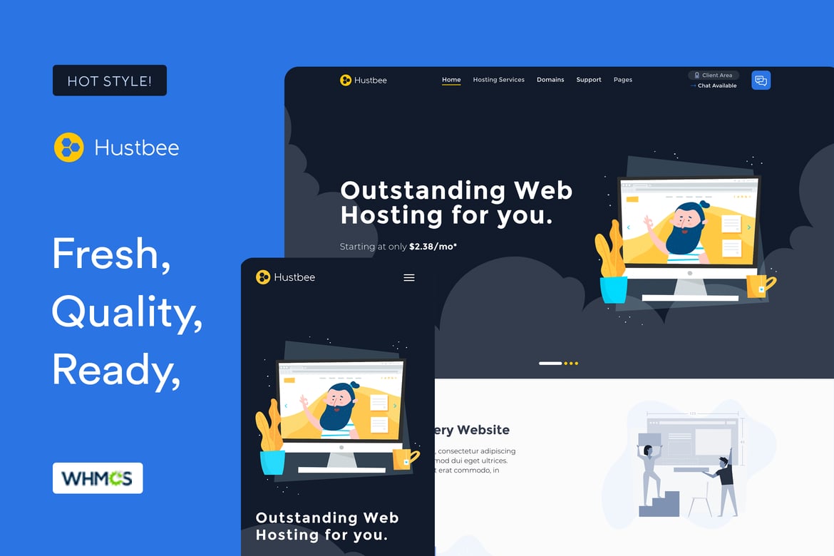 Hustbee - Template Website Hosting yang Menawan