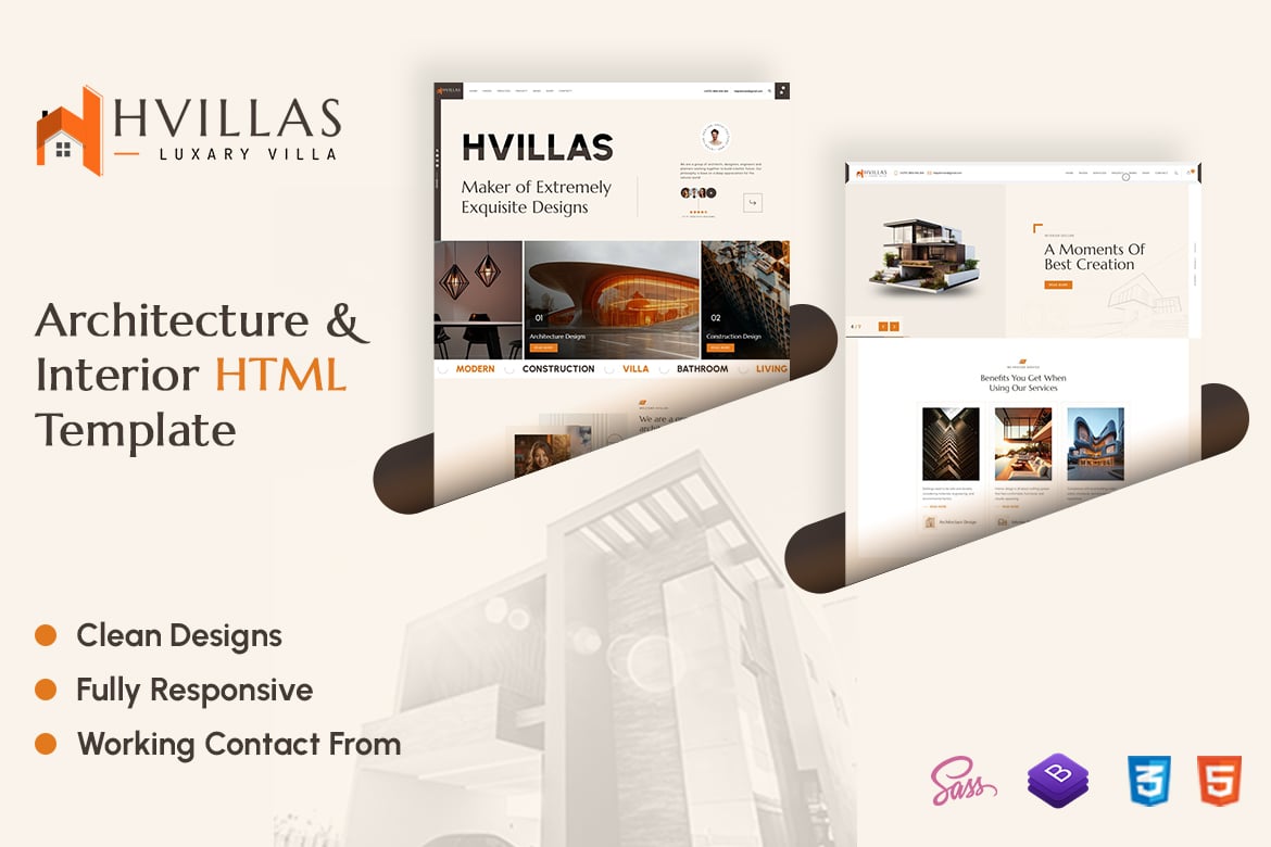 Hvillas - Template Website Arsitektur & Interior yang Menarik