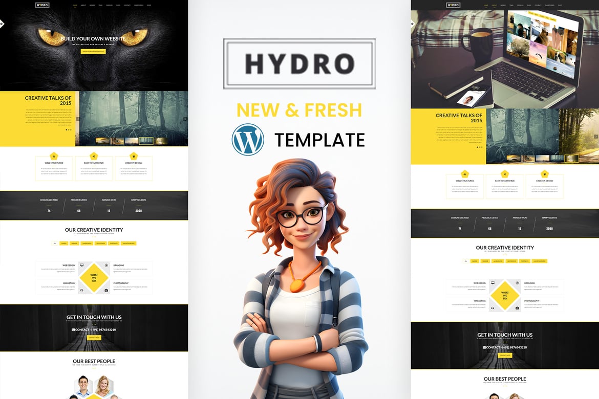 HYDRO - Tema WordPress Portofolio Satu Halaman yang Menarik