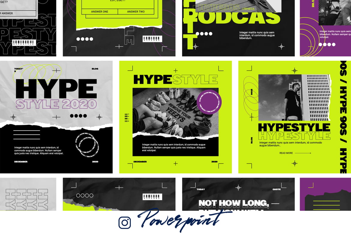 Template PowerPoint Instagram Hype 90an yang Menarik