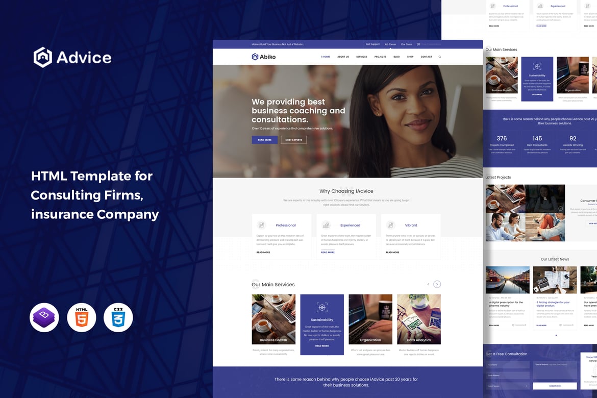 iAdvice - Template Web Konsultasi Bisnis yang Profesional