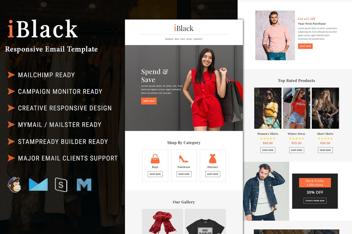 Template Newsletter Email iBlack untuk Black Friday yang Menarik