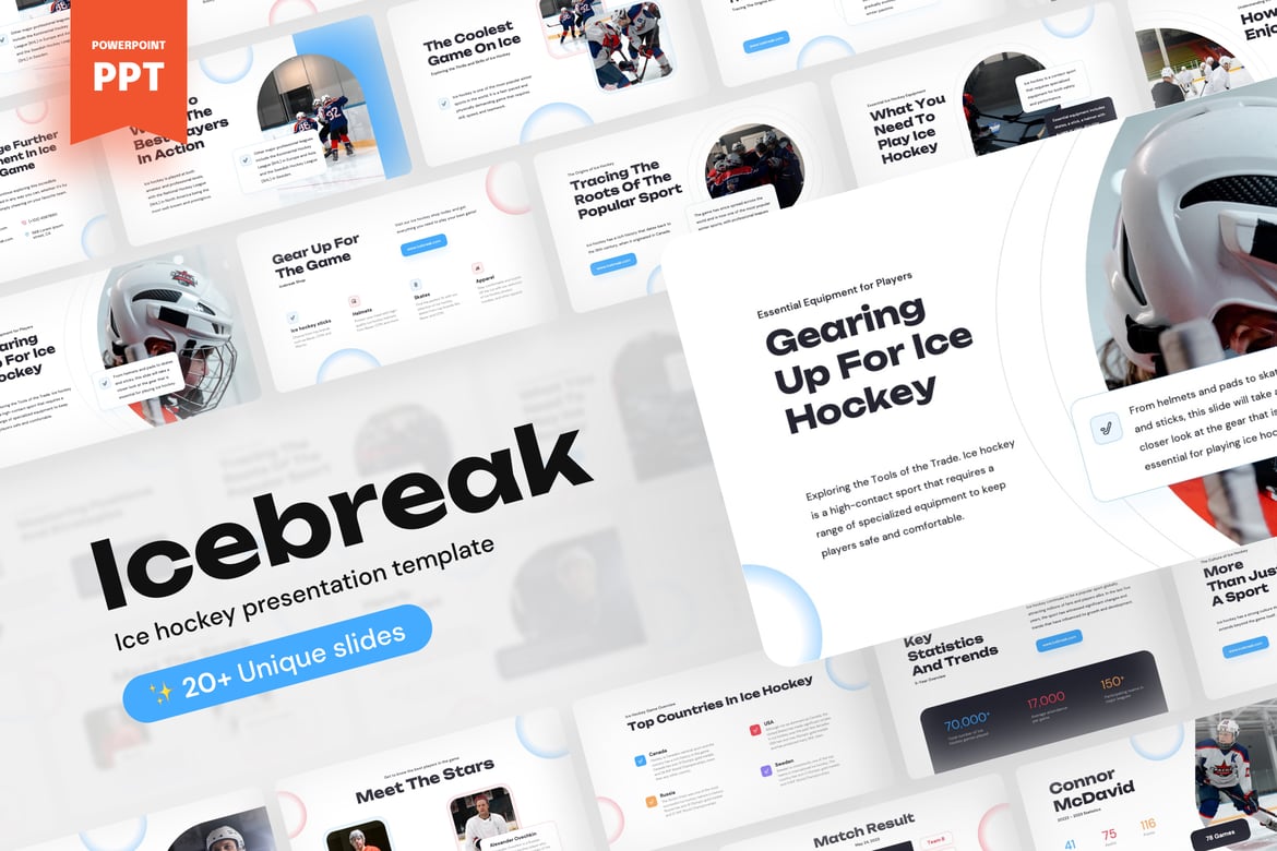 Template Presentasi PowerPoint Ice Hockey yang Dinamis