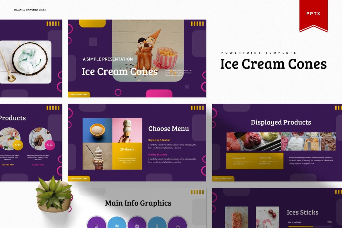 Template Presentasi PowerPoint Kerucut Es Krim yang Menarik