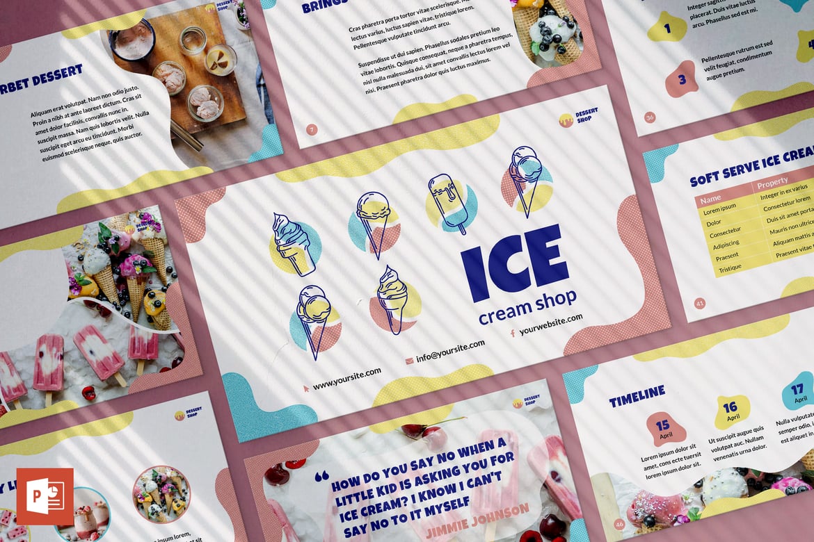 Template Presentasi PowerPoint Toko Es Krim yang Menarik