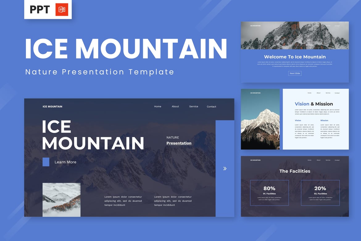Template Presentasi Powerpoint Ice Mountain yang Menakjubkan