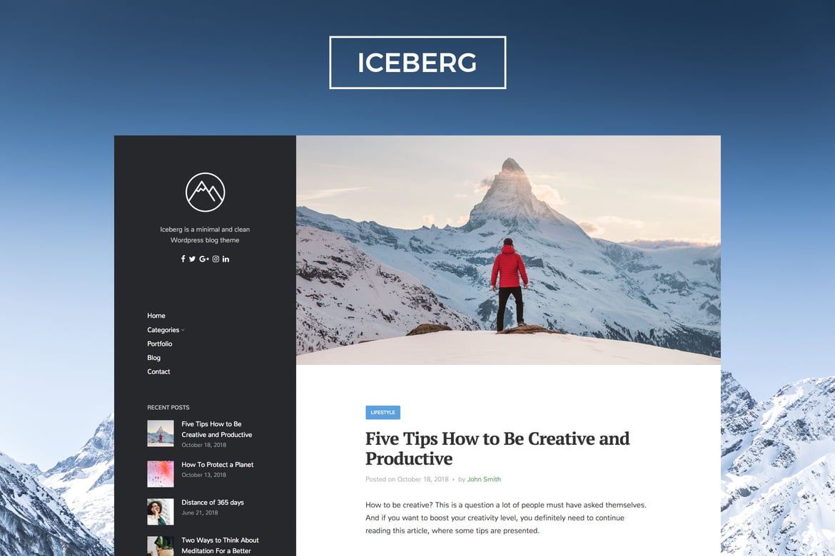 Iceberg - Tema WordPress Blog yang Bersih dan Modern