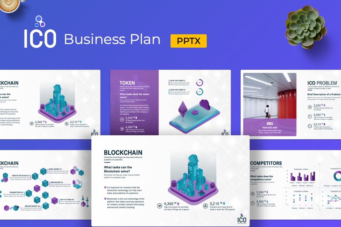 Template Presentasi PowerPoint Rencana Bisnis ICO yang Menarik