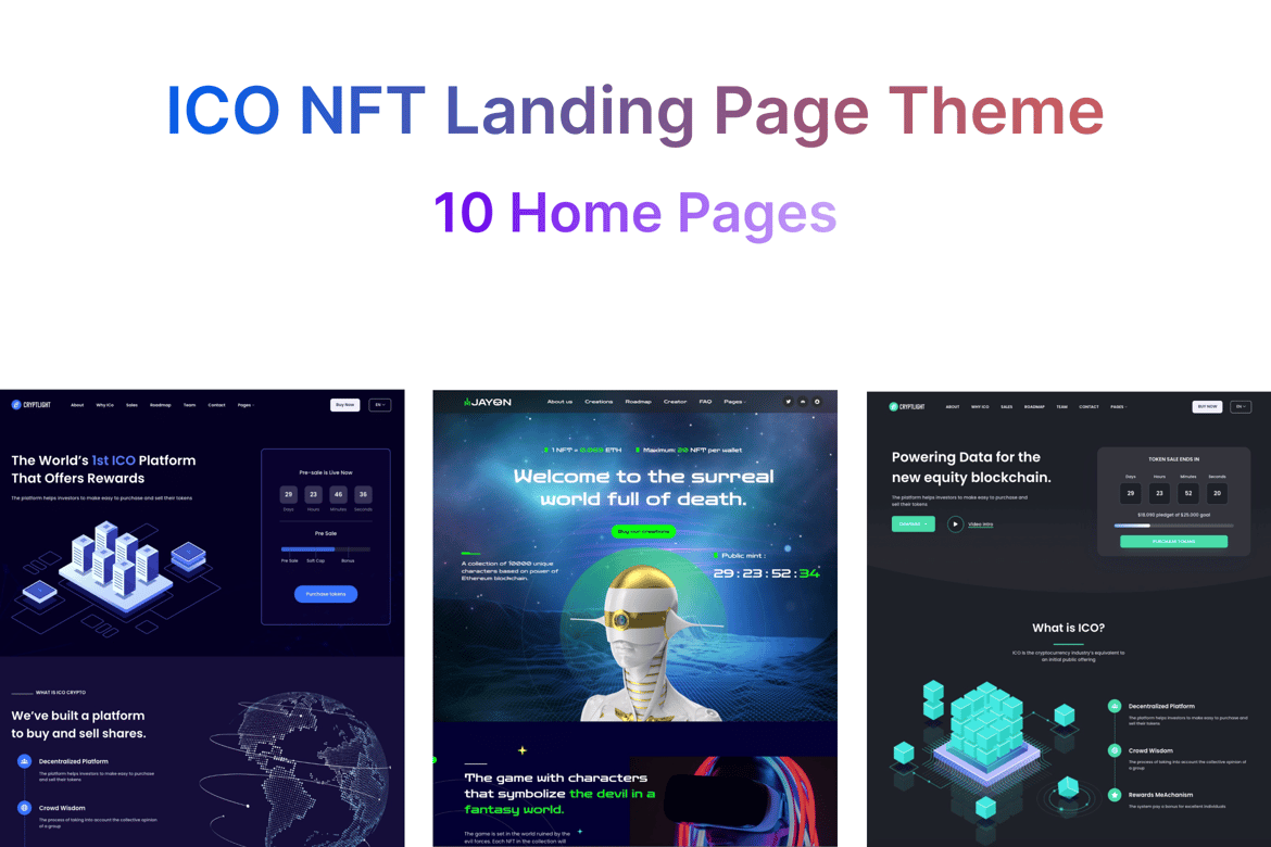 Template Website ICO NFT AI - Cryptlight yang Menarik dan Efektif