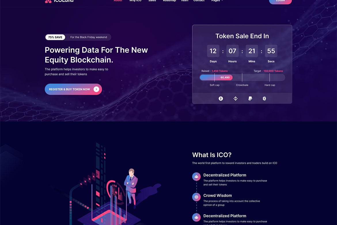 Template Website ICOLand | Halaman NFT dan HTML untuk ICO yang Menarik