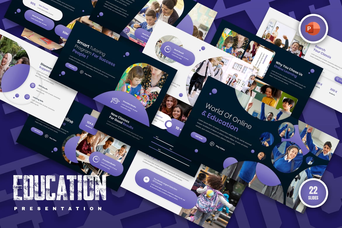Template Presentasi PowerPoint Icon Edukasi yang Menarik