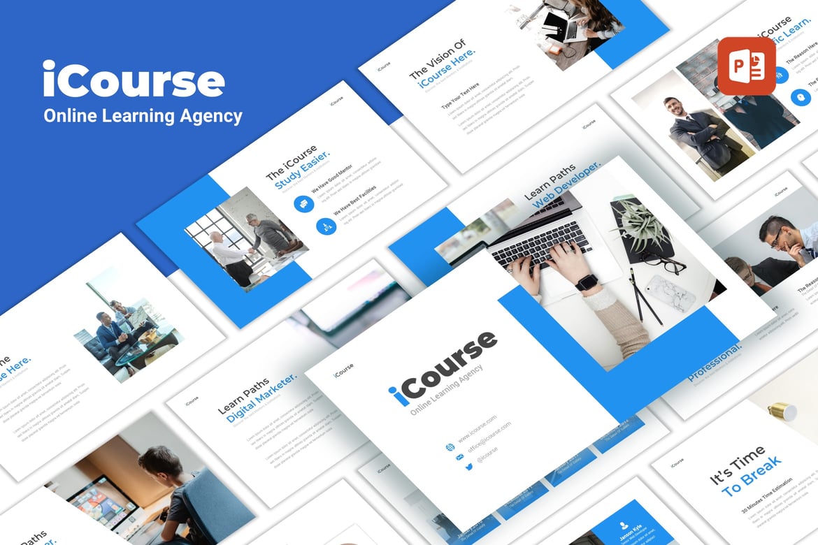 Template PowerPoint iCourse - Solusi Kreatif untuk Pembelajaran Online