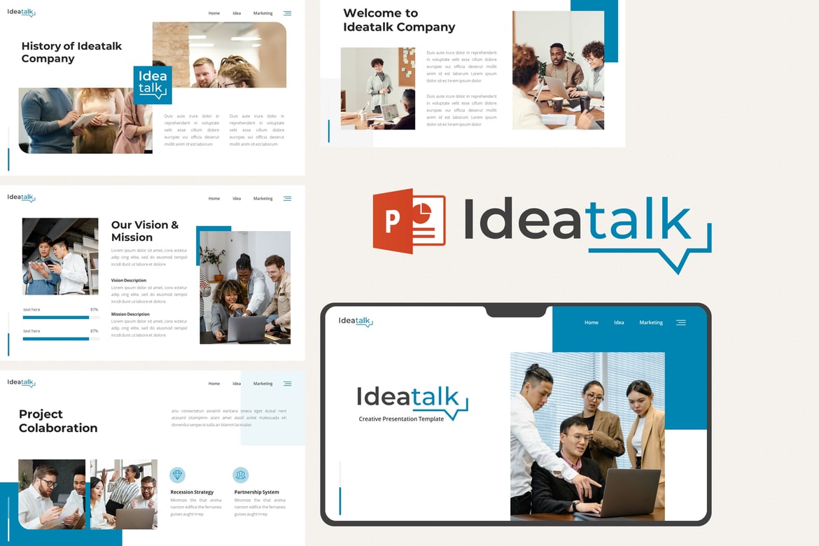 Ideatalk - Template Presentasi PowerPoint Kreatif yang Menarik