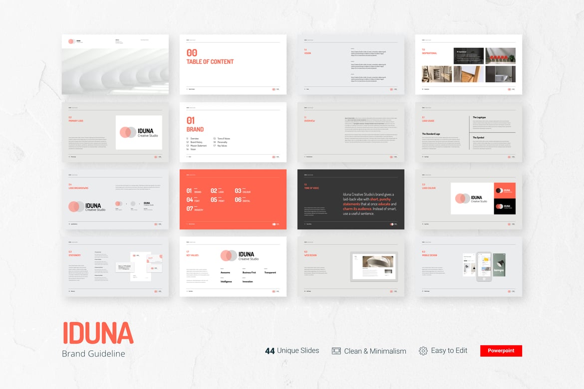 Template Presentasi PowerPoint Iduna - Panduan Merek yang Fleksibel dan Modern