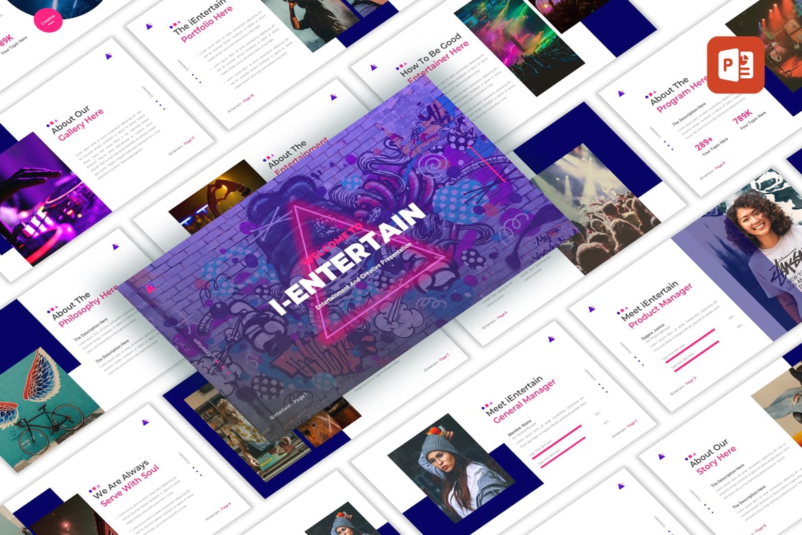 iEntertain - Template Presentasi PowerPoint Kreatif dan Menarik