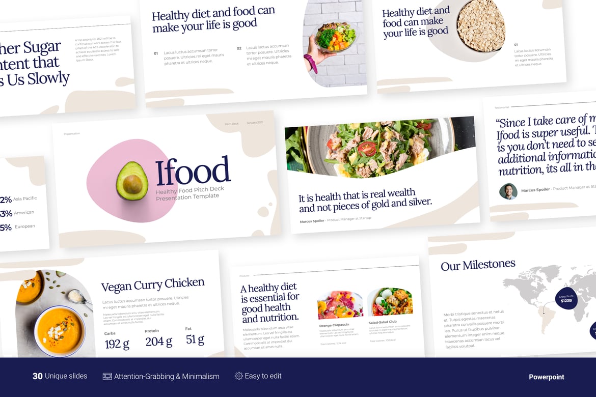 Template Presentasi PowerPoint untuk Pitch Bisnis Makanan Sehat