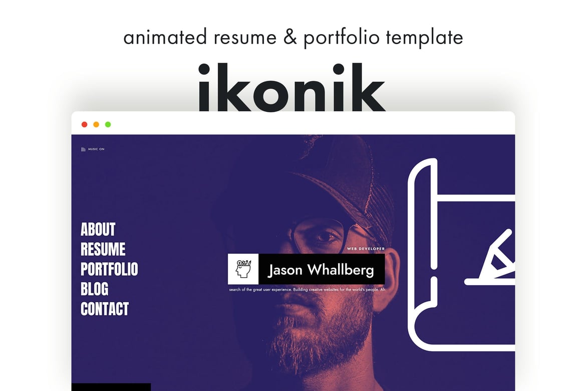 ikonik - Template Web Resume/CV Animasi yang Menarik