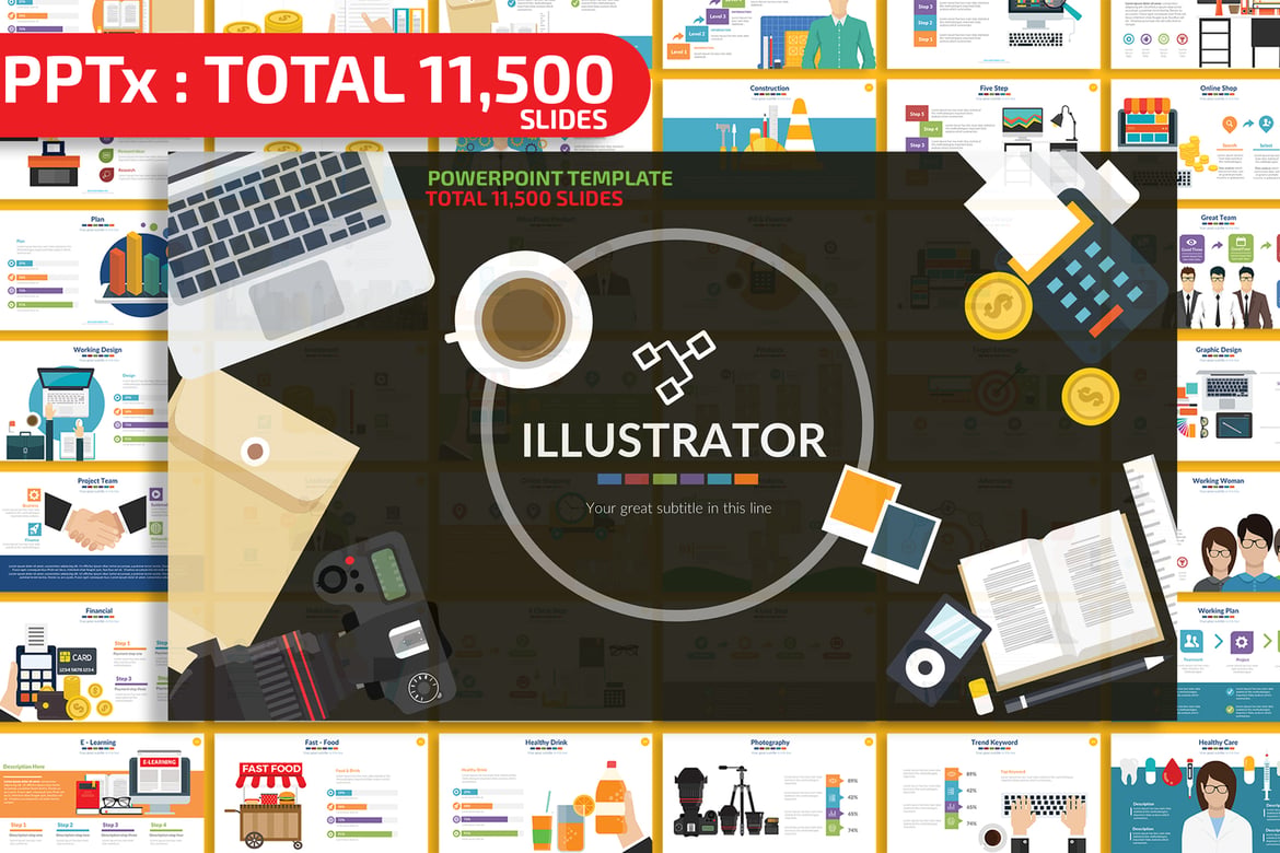 Template PowerPoint Presentasi Ilustrator Profesional dan Menarik