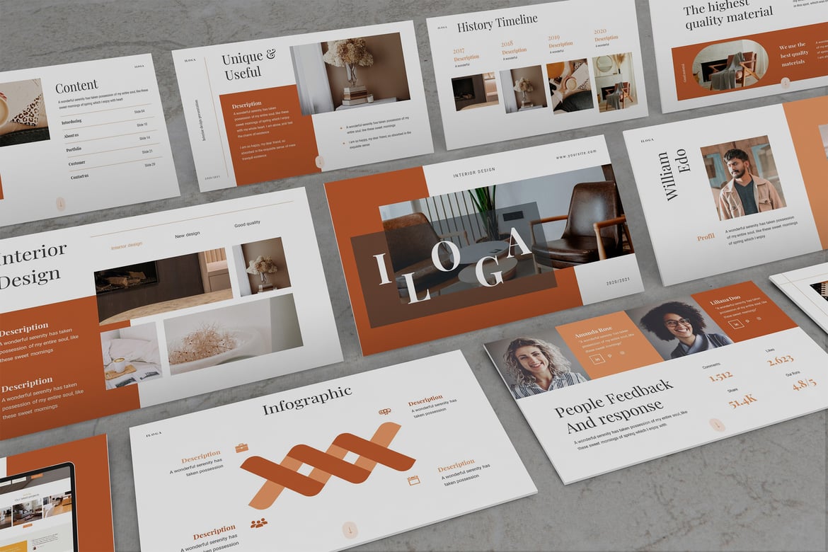 Template Powerpoint Iloga - Desain Interior yang Menarik dan Modern