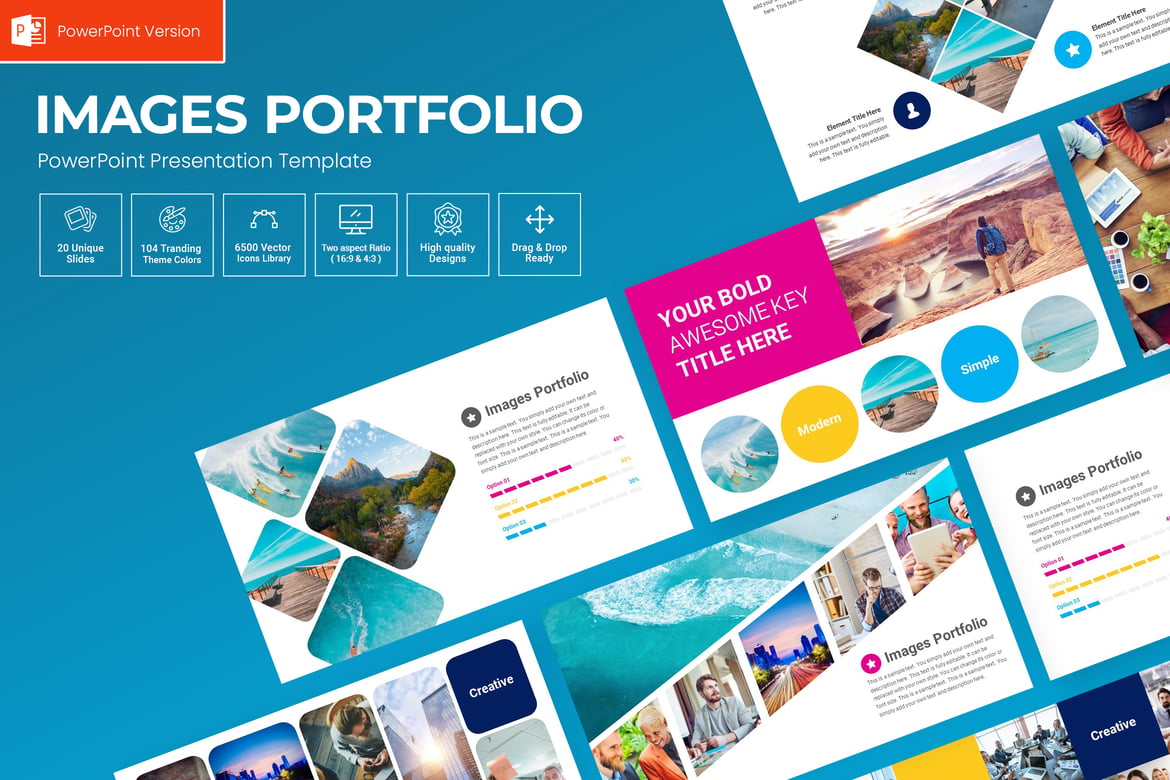 Template Presentasi PowerPoint Portofolio Gambar yang Menarik