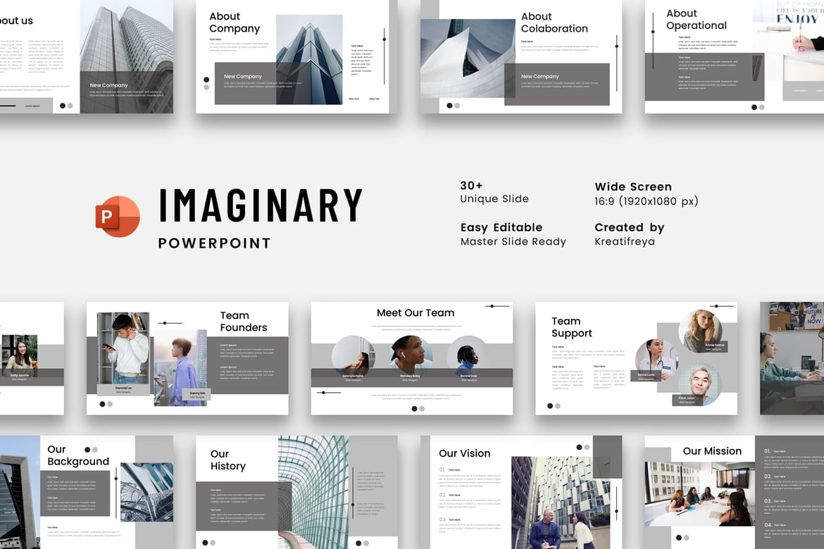 Template Presentasi PowerPoint Bisnis Imaginary yang Menarik