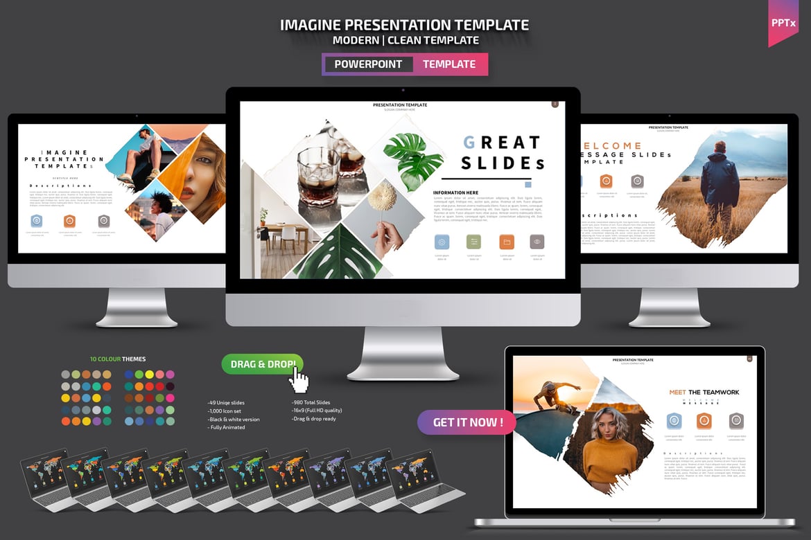Template Presentasi PowerPoint Imagine yang Menakjubkan