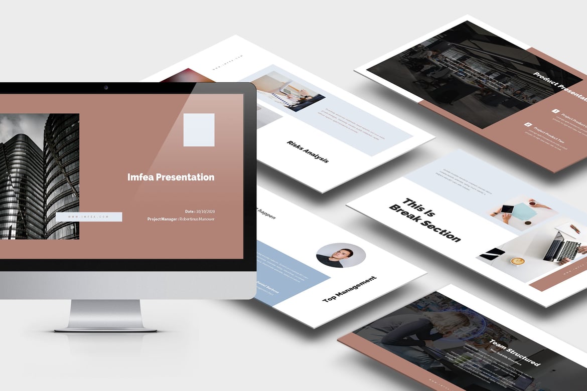Template PowerPoint Laporan Status Proyek Imfea yang Menarik