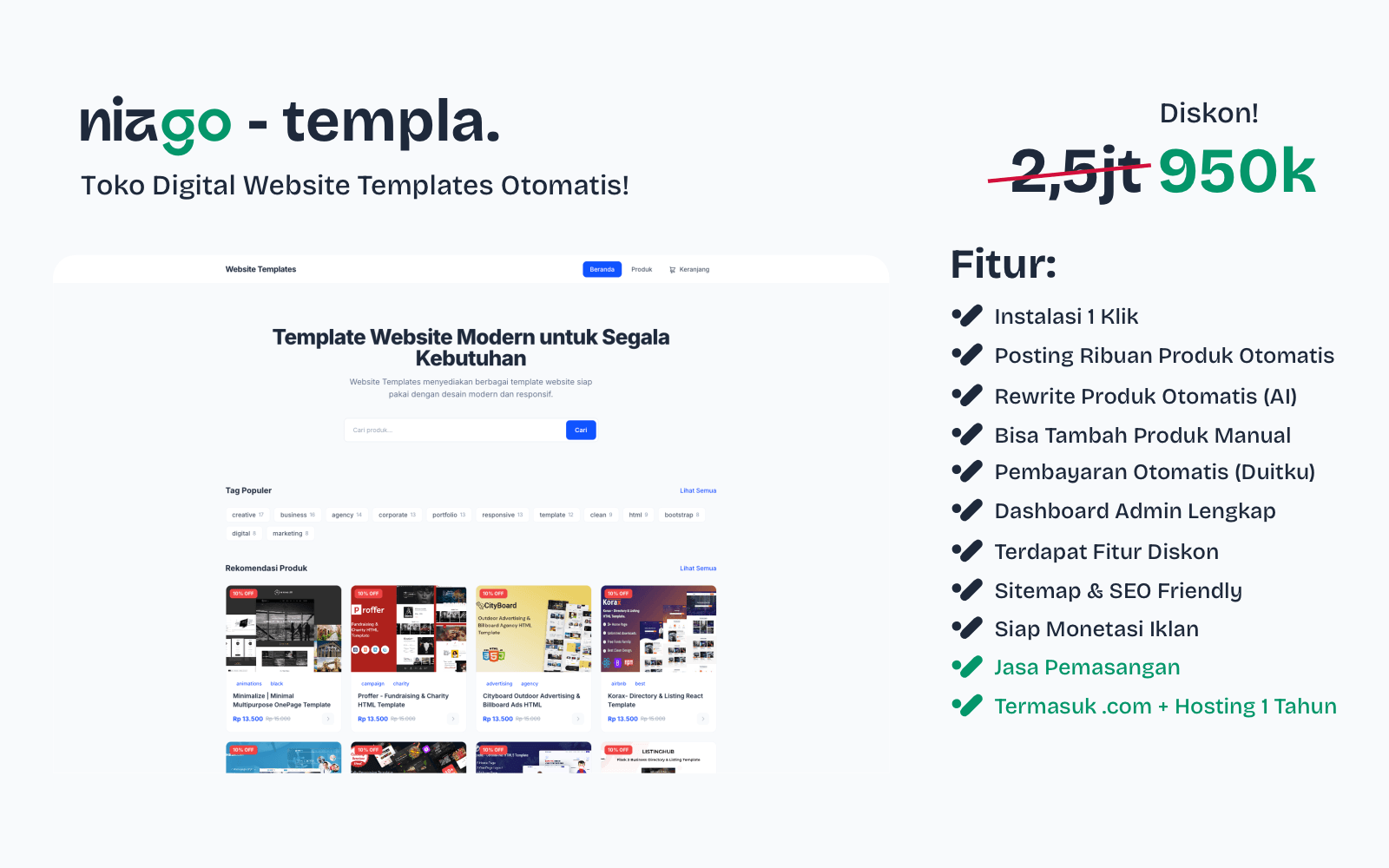 Jasa Pembuatan Website Toko Digital Template & Produk Digital | SEO Friendly + Payment Otomatis