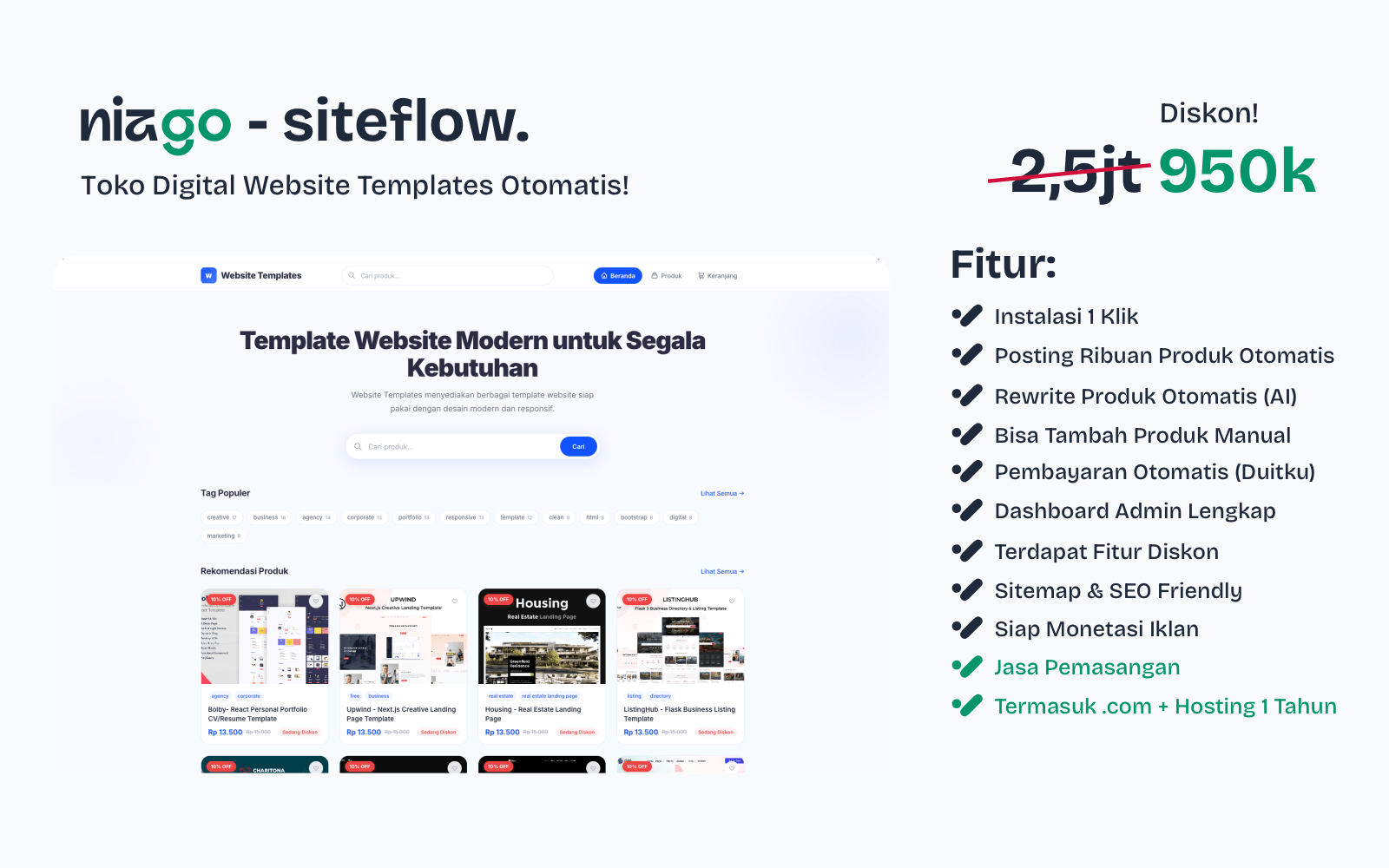 Jasa Pembuatan Website Jual Template & Produk Digital Profesional | SEO Friendly Siap Pakai