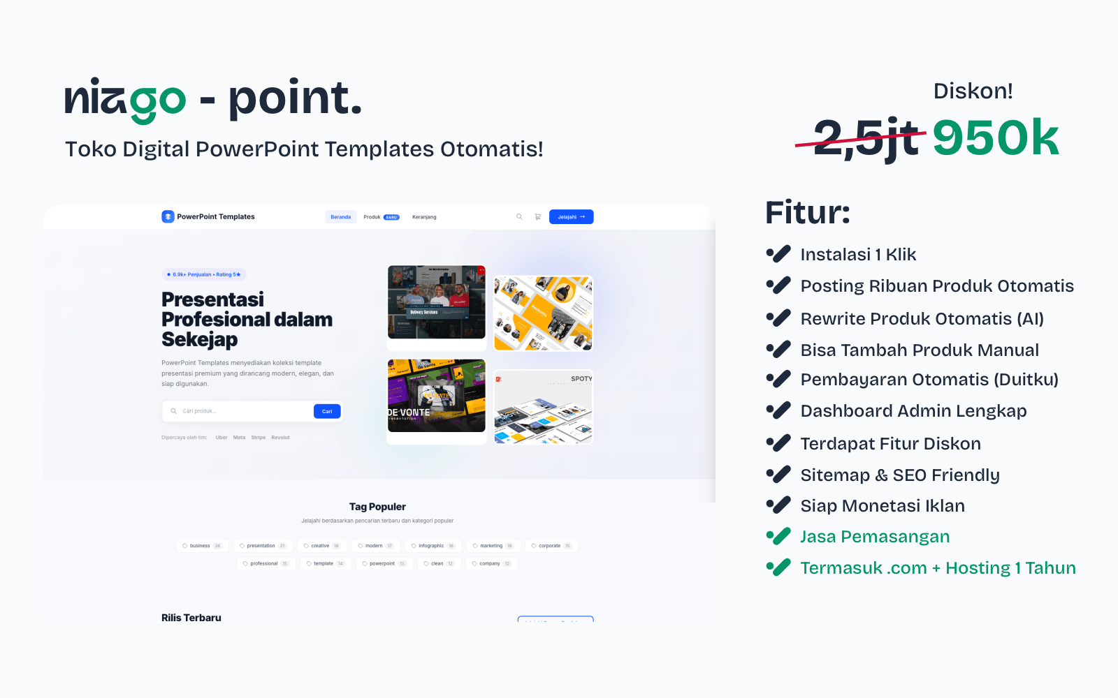 Jasa Pembuatan Website Jual Template PowerPoint Profesional | SEO Friendly + Payment Gateway