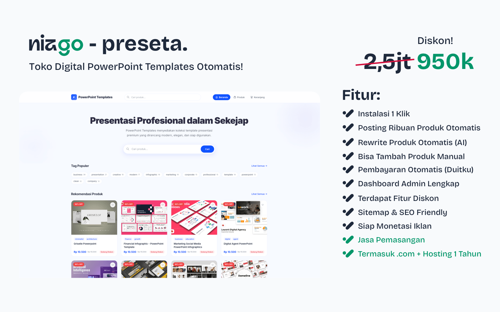 Jasa Pembuatan Website Jual Template PowerPoint & Presentasi Digital | SEO Friendly Siap Online