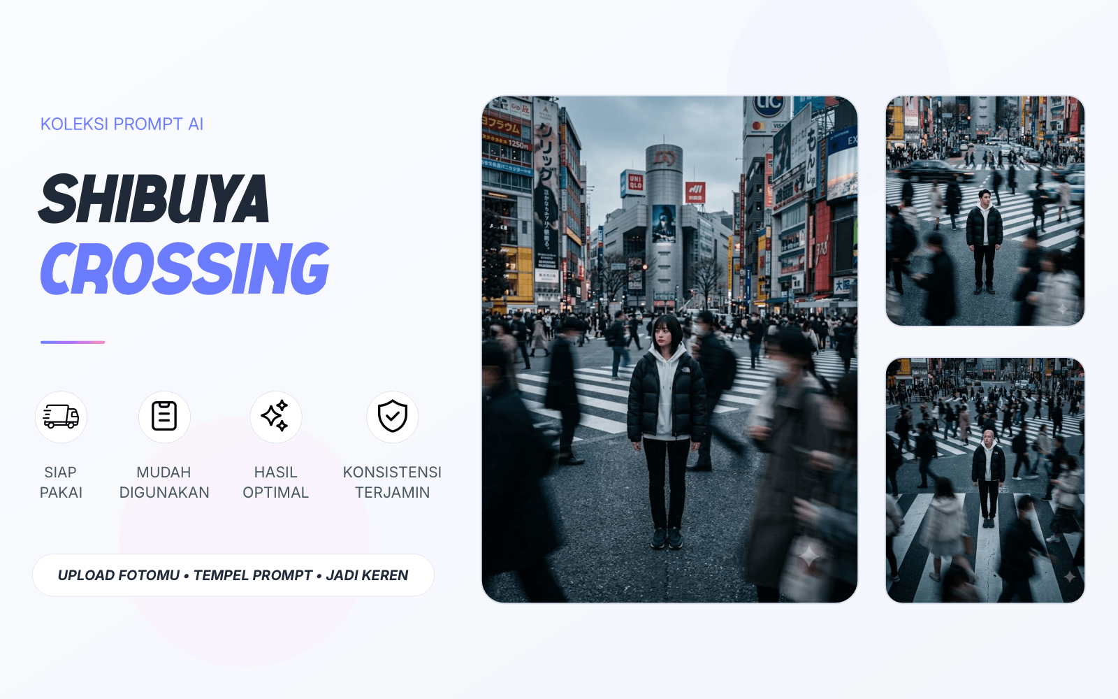Prompt AI Gambar Shibuya Crossing Sinematik Realistis dengan Efek Motion Blur