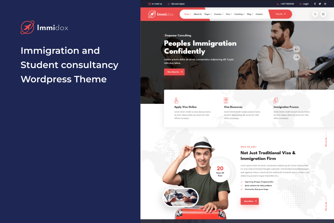 Immidox - Tema WordPress Imigrasi Modern dan Elegan