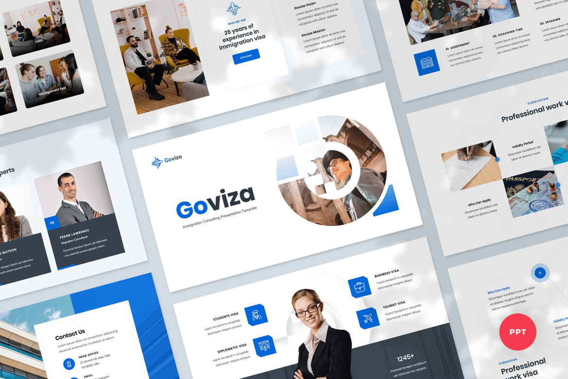 Template PowerPoint Konsultasi Imigrasi Modern dan Profesional