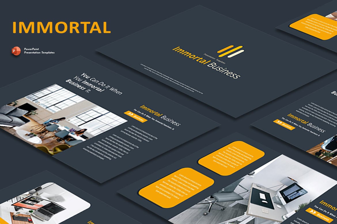 Template Presentasi PowerPoint Immortal Business yang Menarik