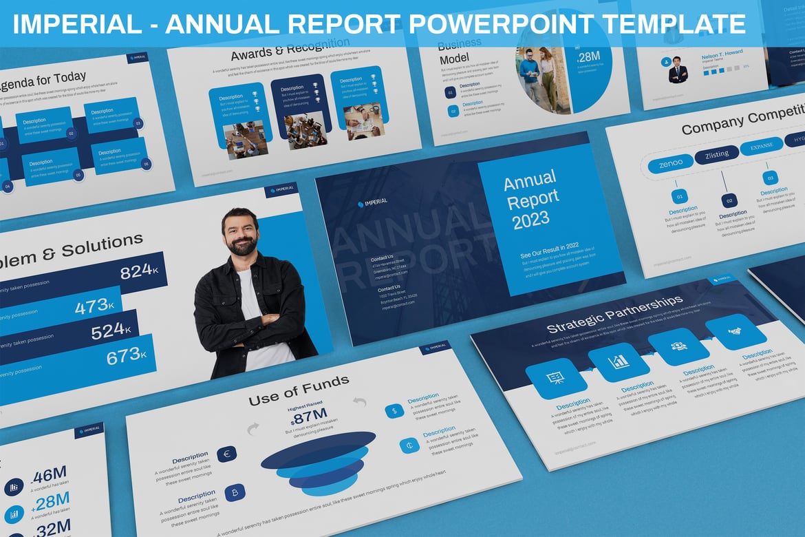 Template Presentasi PowerPoint Laporan Tahunan Imperial yang Modern dan Profesional