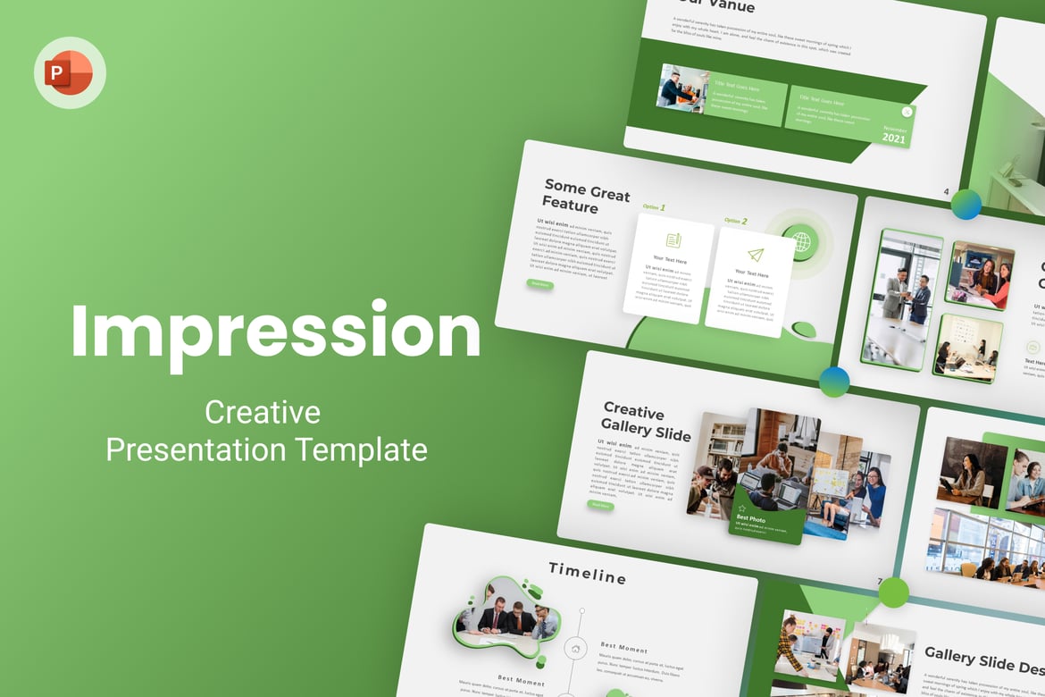 Template PowerPoint Kreatif Impression yang Menginspirasi