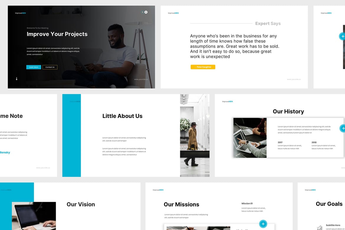 Template Presentasi Pitch Improvement yang Modern dan Minimalis