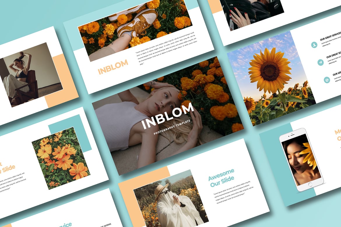 Template PowerPoint Estetika Inblom untuk Presentasi Modern