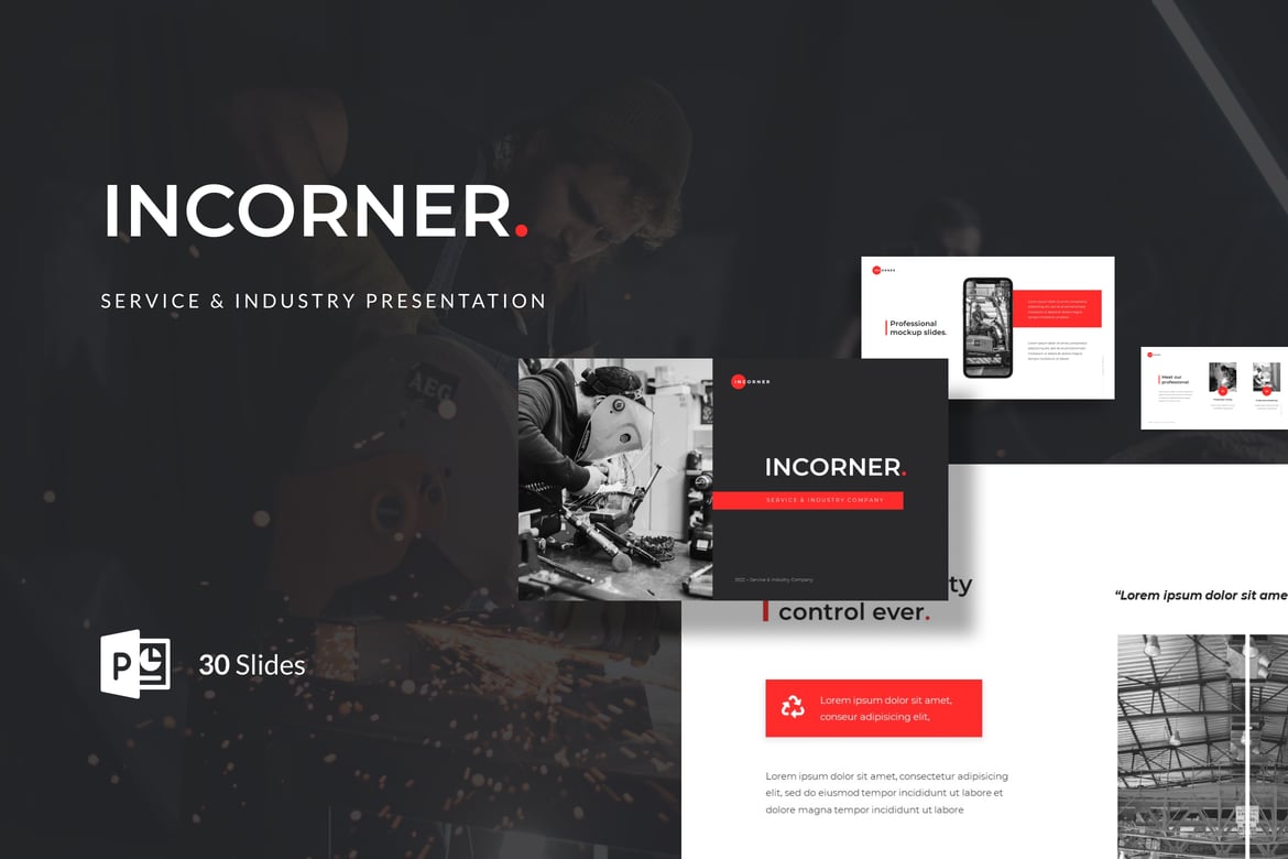 Template Presentasi PowerPoint Incorner untuk Perusahaan Layanan & Industri