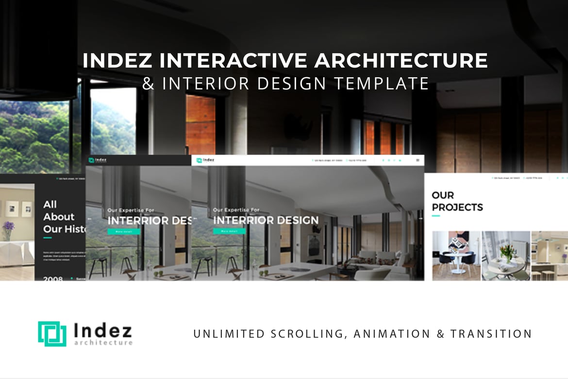 Template Website Arsitektur & Desain Interior Indez yang Interaktif