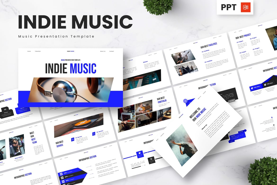 Template Powerpoint Musik Indie - Kreatif dan Menarik
