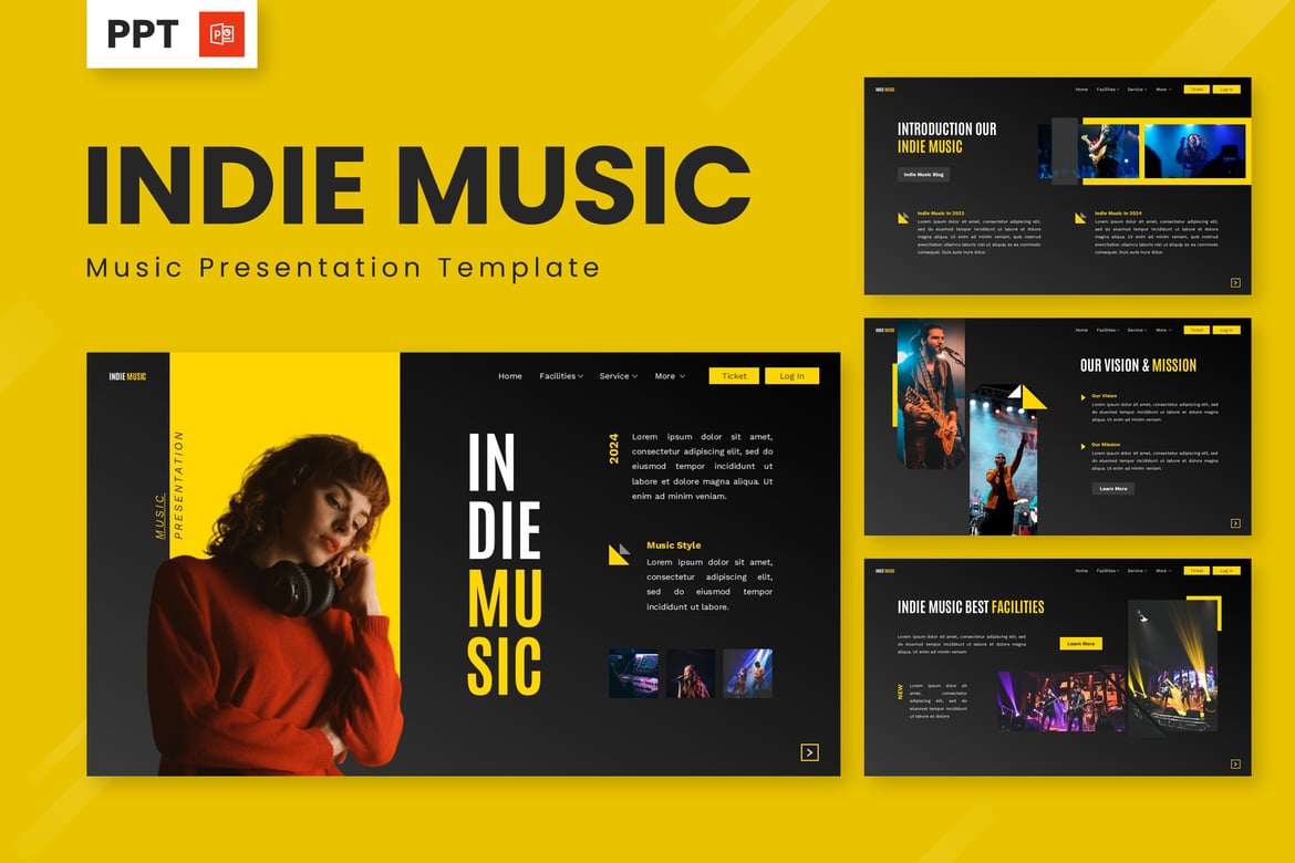 Template Powerpoint Musik Indie yang Menarik dan Kreatif