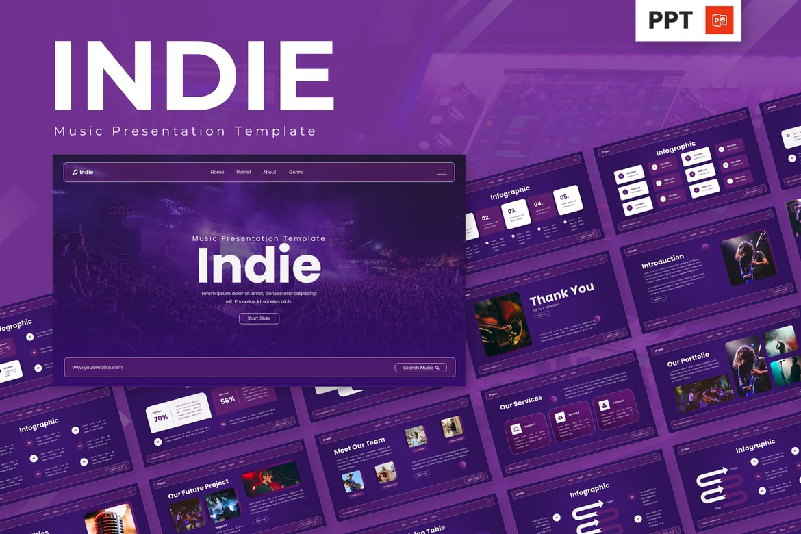 Template Powerpoint Musik Indie yang Menarik dan Kreatif