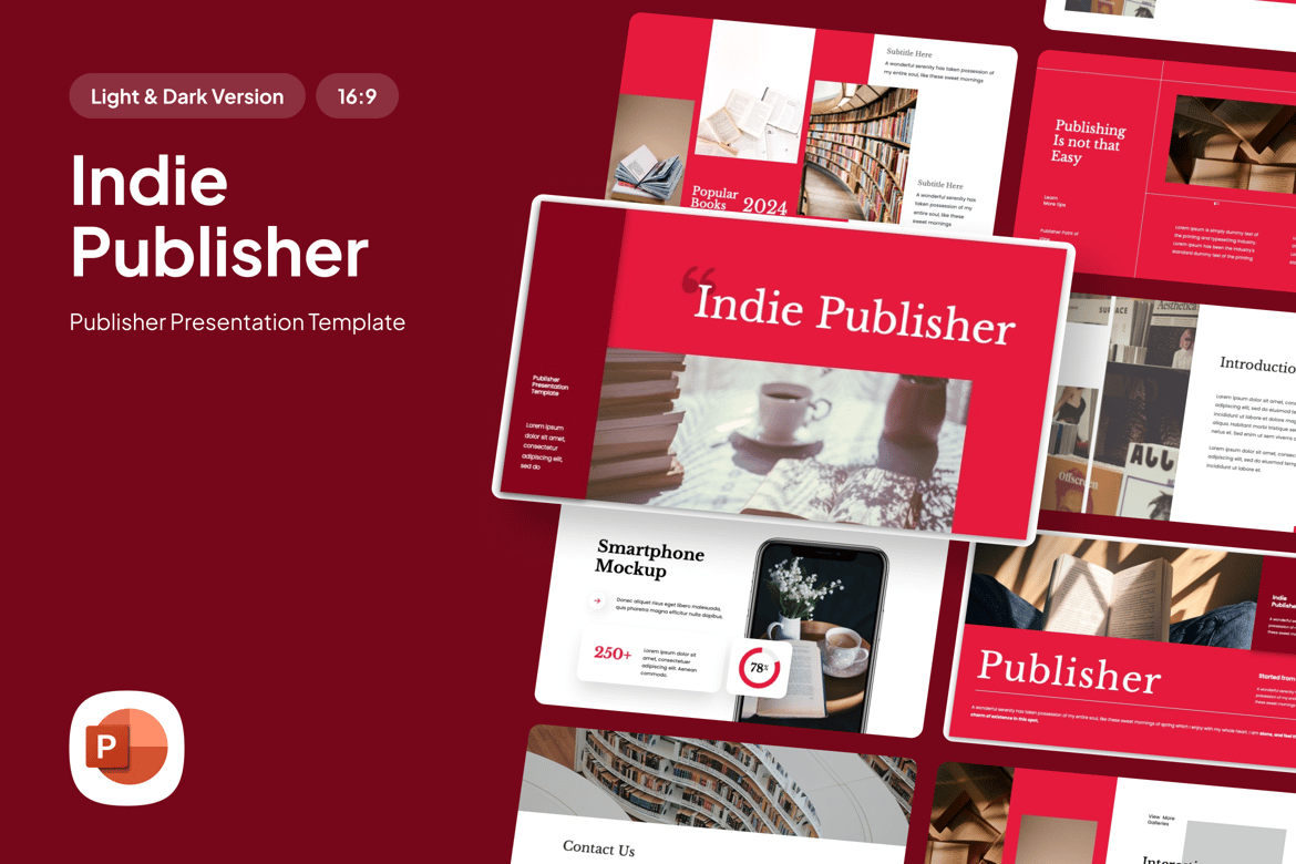Template PowerPoint Penerbitan Indie yang Menarik